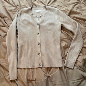 Women's Beige Button Down Sweater